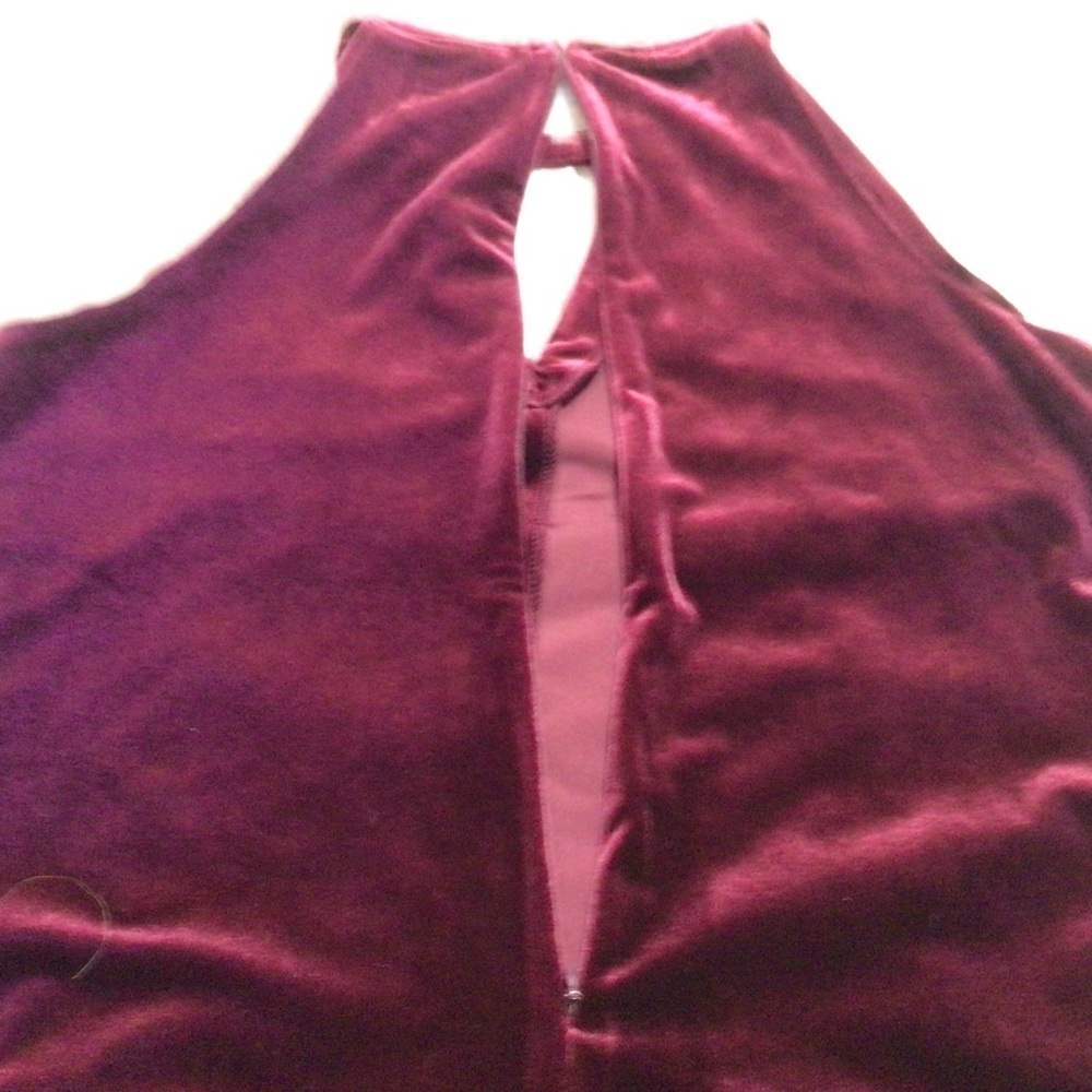Cynthia Rowley Velvet Sleeveless Cut Out Mini Dress Burgundy Small - Picture 6 of 10